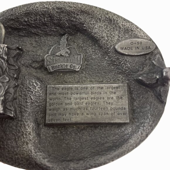 Vintage Siskiyou Buckle Co Belt Buckle Cast Metal 1987 Copyright Eagle - Picture 3 of 13